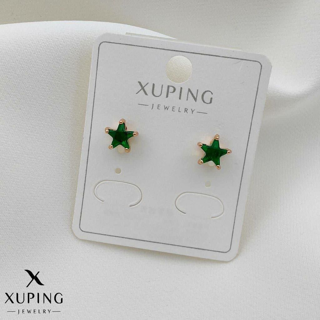 گوشواره ستاره ای نگین سبز ژوپینگ کد 2950 - خرید آنلاین از گالری آداس